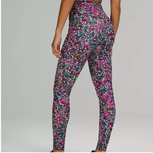 Lululemon Base Pace High Rise Floral Tight Legging Pink Purple 8 FLAW - Picture 13 of 14